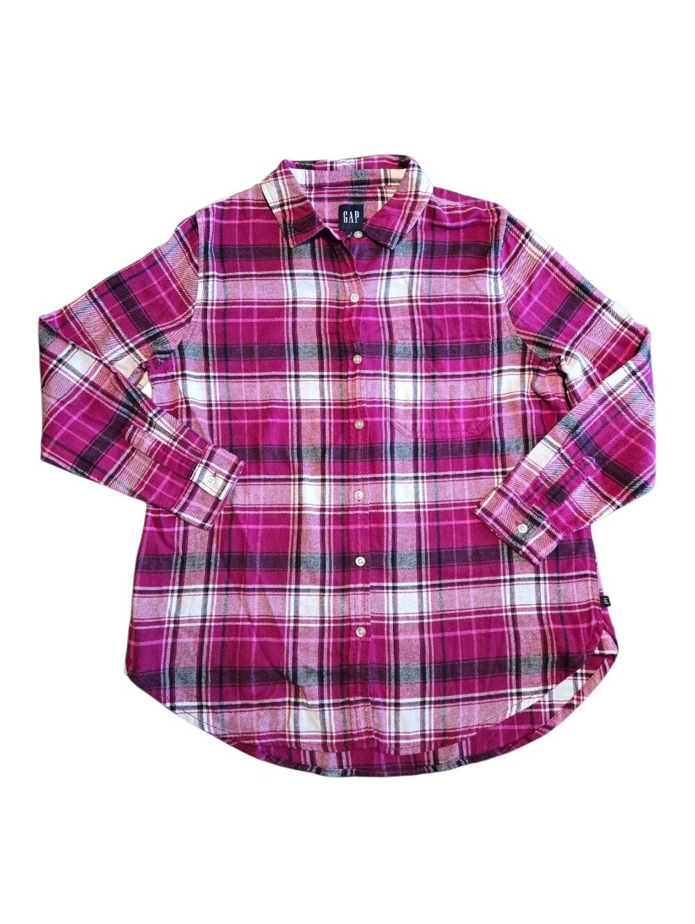 Gap Women's NWT Button Pink Plaid Flannel Shirt, Size Large, Gorpcore Cowgirl